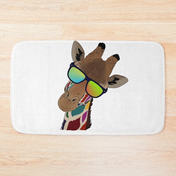 Item preview, funny looking colorful giraffe gift idea for giraffe friends with rainbow colors designed and sold by elnino8.