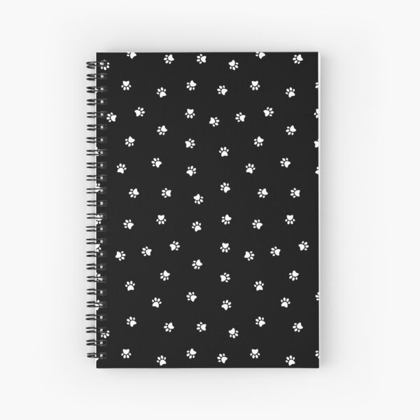 Cat Paw Print Black Spiral Notebook