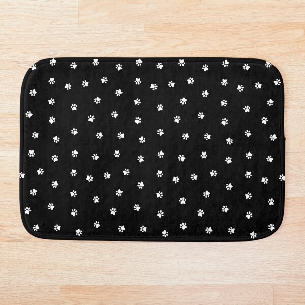 Cat Paw Print Black Bath Mat