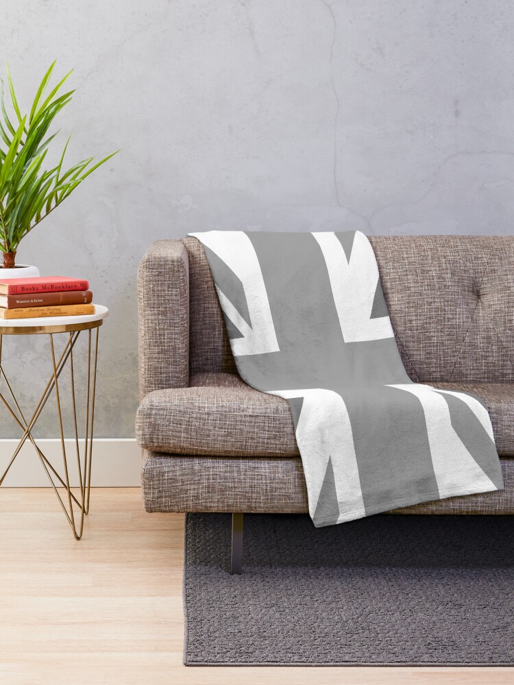 Union Jack Flag in Grey and White Throw Blanket for Sale by CreativeBridge Redbubble