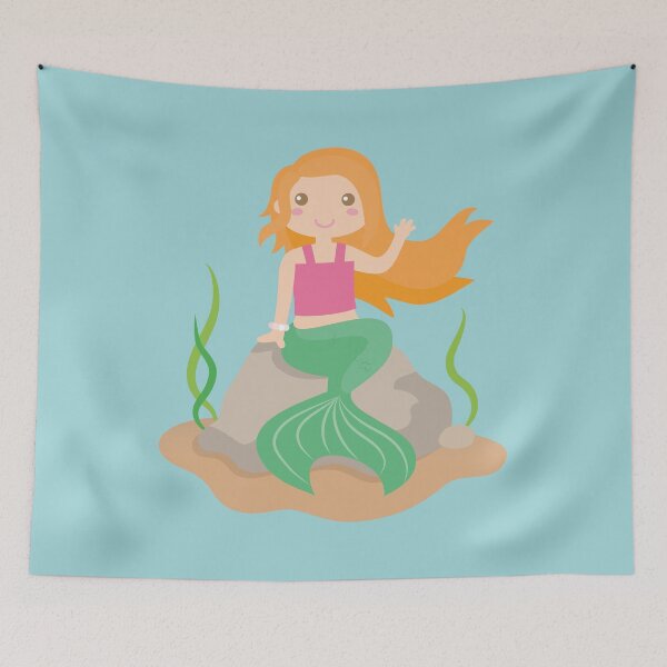Item preview, Cute Mermaid Girl On Rock designed and sold by rustydoodle.