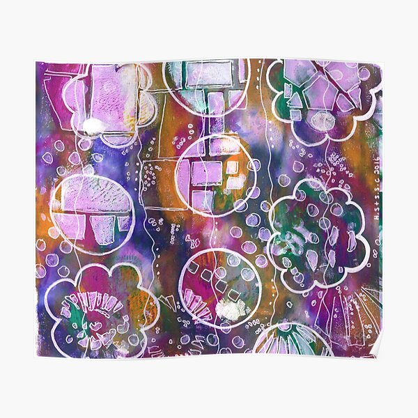 Flower and Circles Print Poster