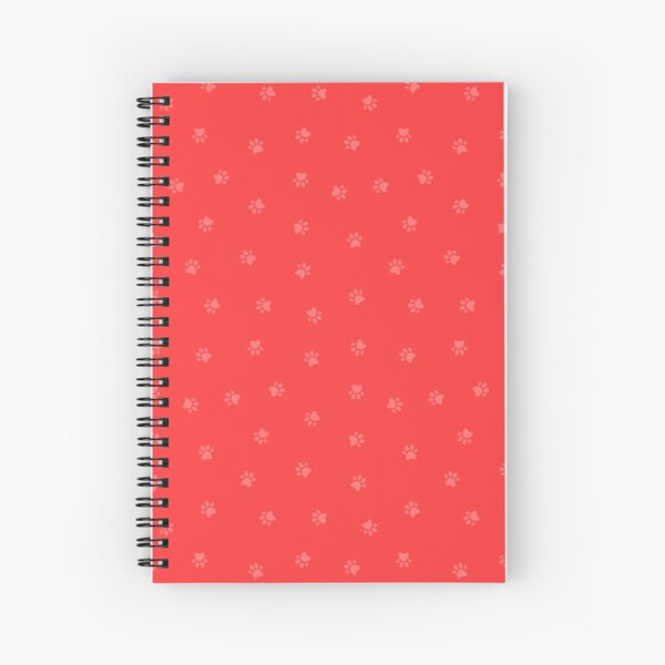 Cat Paw Print Red Spiral Notebook