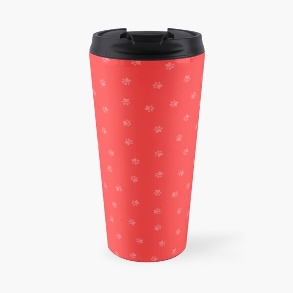 Cat Paw Print Red Travel Mug