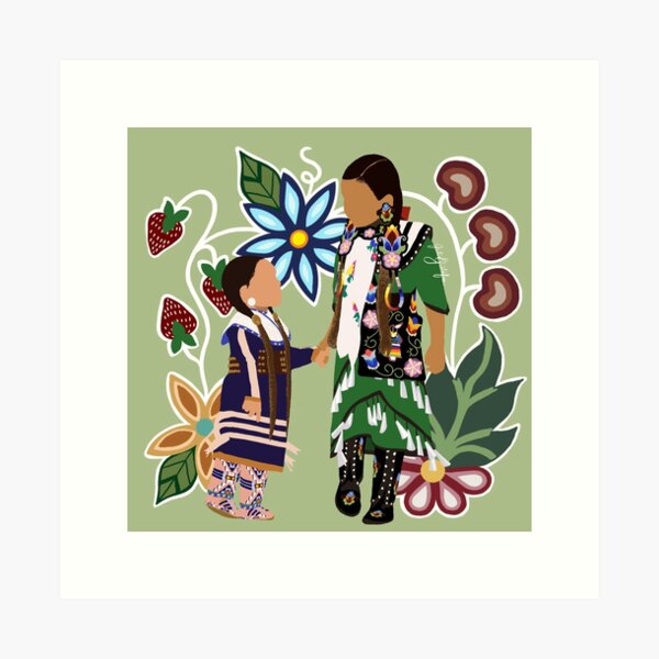 Framed Print • Sunset Ojibwe Floral • Ojibwa Native American Woodland  Indigenous Art Gifts Botanical Flower Anishinaabe Made Gifts