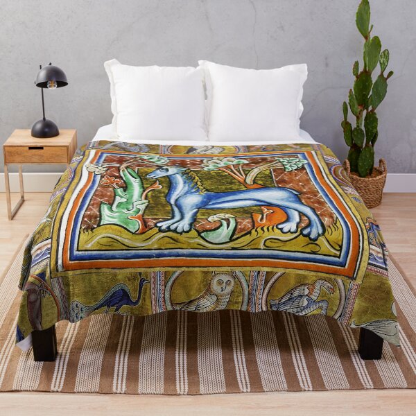 Item preview, MEDIEVAL BESTIARY,UNICORN , FANTASTIC ANIMALS IN GOLD RED BLUE COLORS designed and sold by BulganLumini.