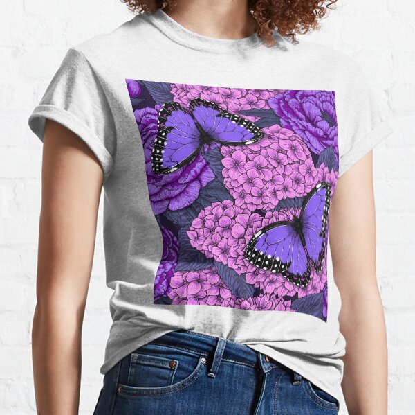 Blue morpho garden 2 Classic T-Shirt