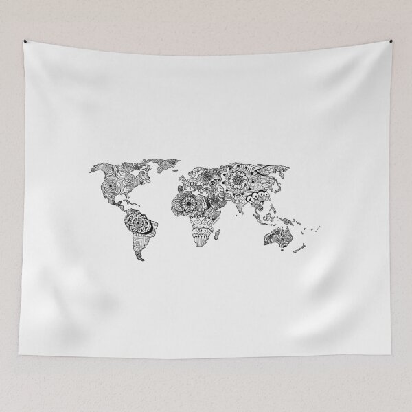 Item preview, World Map In Doodles designed and sold by Marwative ..