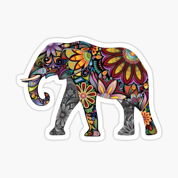 Colourful Elephant Art Sticker