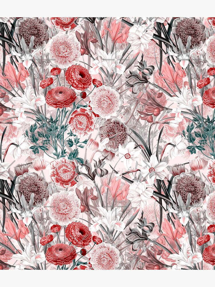Vintage Sepia Flowers on Pink Pattern by UtArt