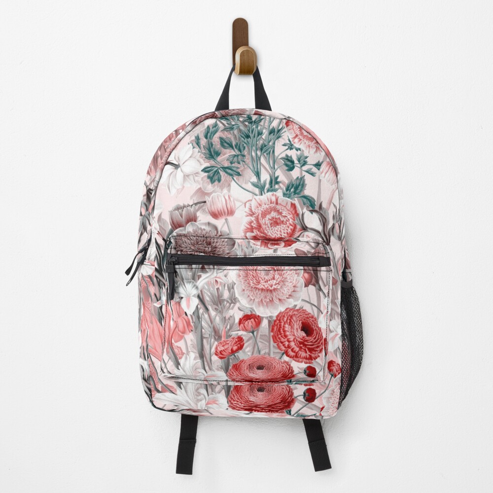 Vintage Sepia Flowers on Pink Pattern Backpack