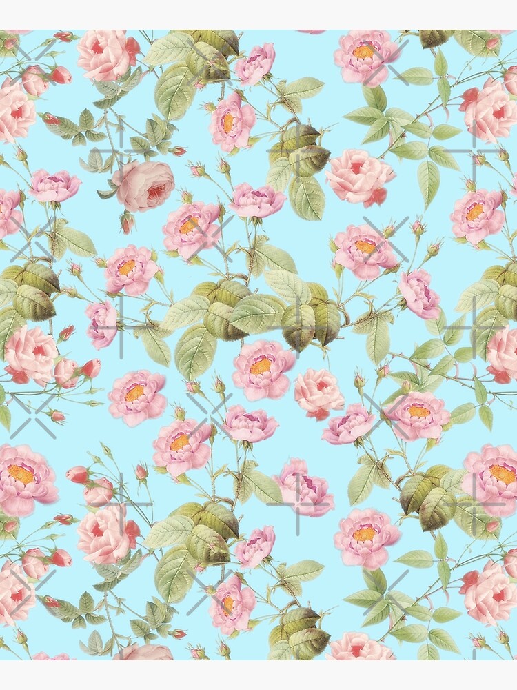 Old Vintage Roses on Teal Pattern by UtArt