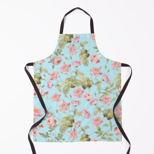 Old Vintage Roses on Teal Pattern Apron