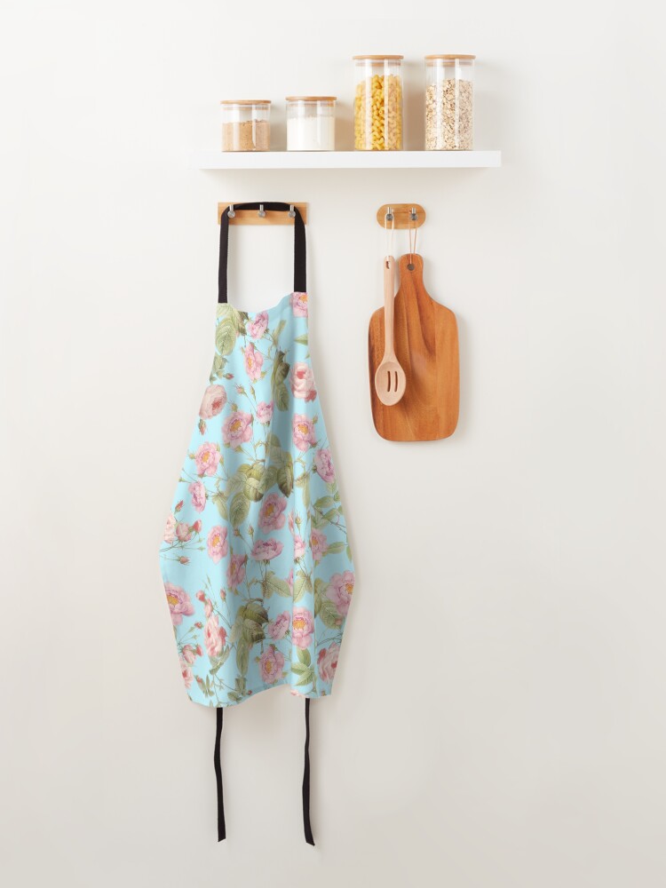 Alternate view of Old Vintage Roses on Teal Pattern Apron