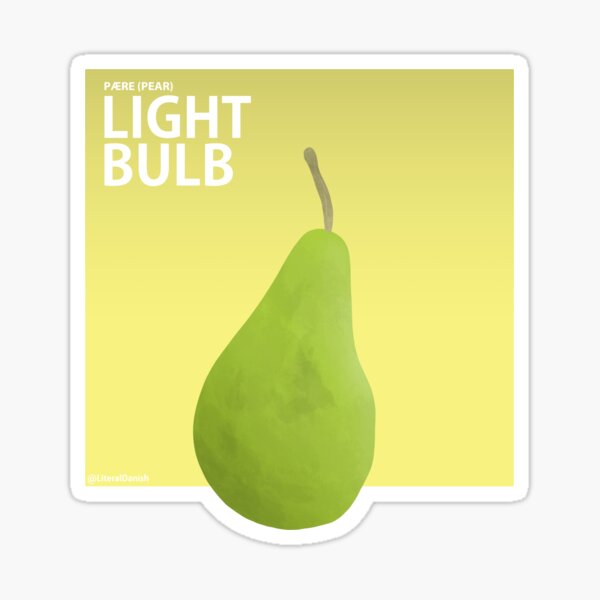 Green Pear illustration (Literal Danish) - Light Bulb Sticker
