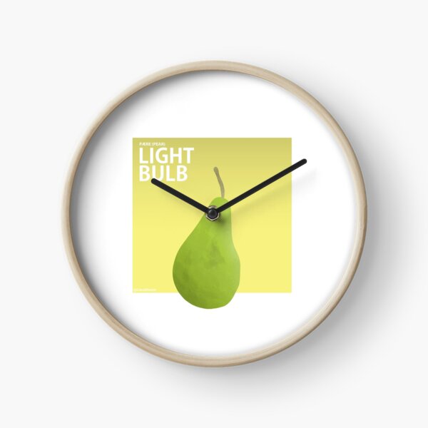 Green Pear illustration (Literal Danish) - Light Bulb Clock