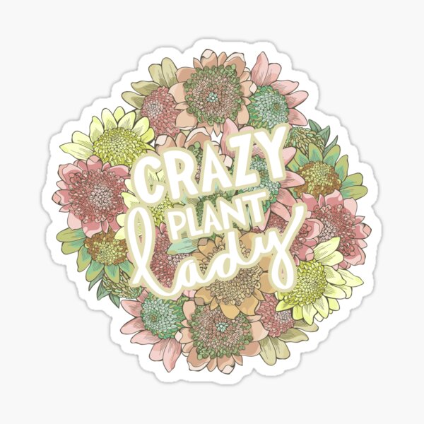 Crazy Plant Lady - Feminine Green and Yellow Colour Palette Sticker