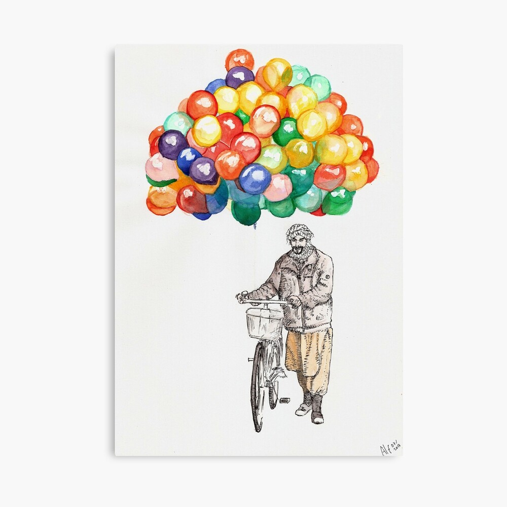 A Balloon seller | Village scene drawing, Scene drawing, Art village