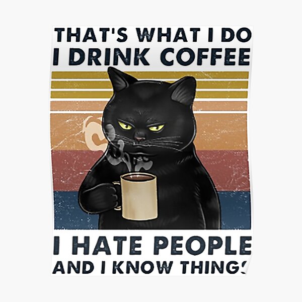 That's What I Do I Drink Coffee I Hate People And I Know Things Cat Lover Gifts Poster