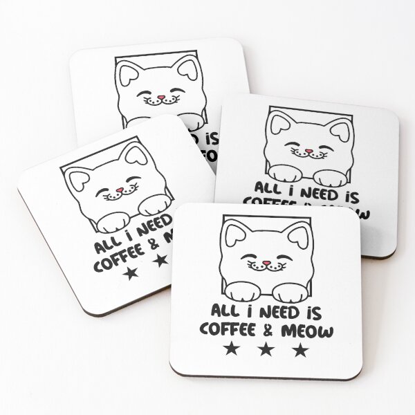 Item preview, All i need is Coffee & Meow - cute cat drinking coffee designed and sold by Shirtilike.