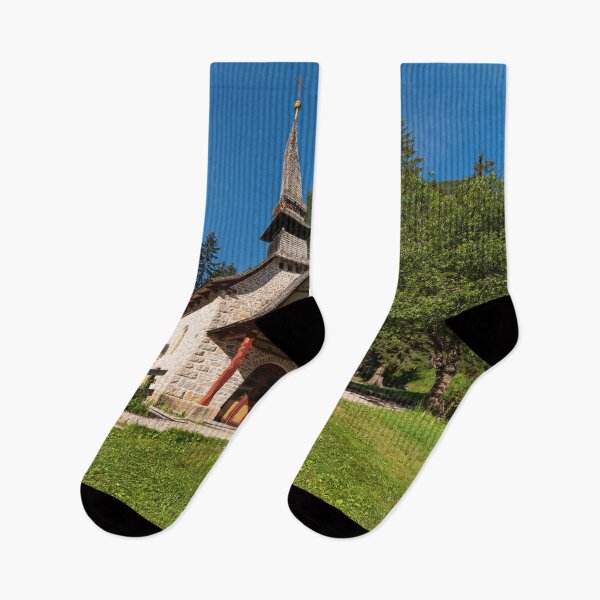 Item preview, Small church surrounded by nature under the Seekofel designed and sold by brambillasimone.