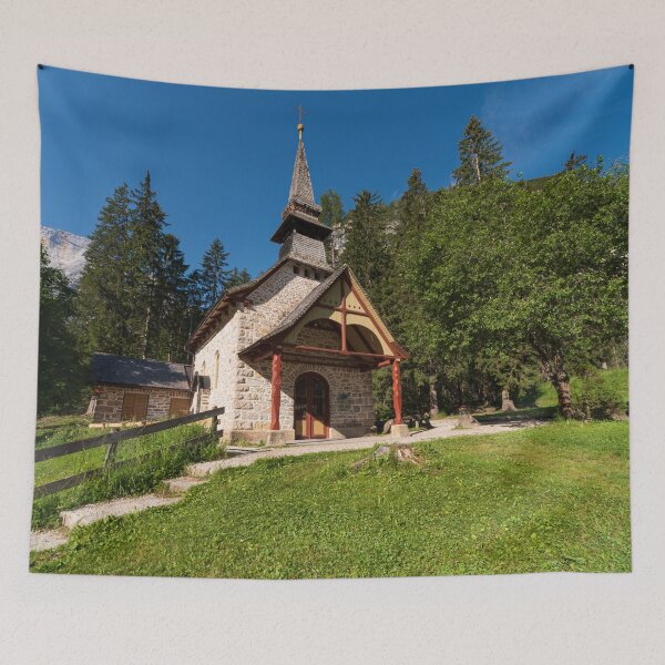 Item preview, Small church surrounded by nature under the Seekofel designed and sold by brambillasimone.