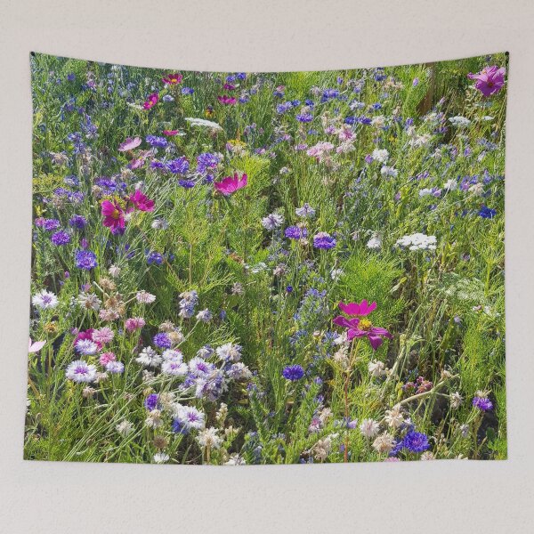 Item preview, Flowers Go Wild in Wimbledon 1 - field of blue, pink, white and green designed and sold by ellenhenry.