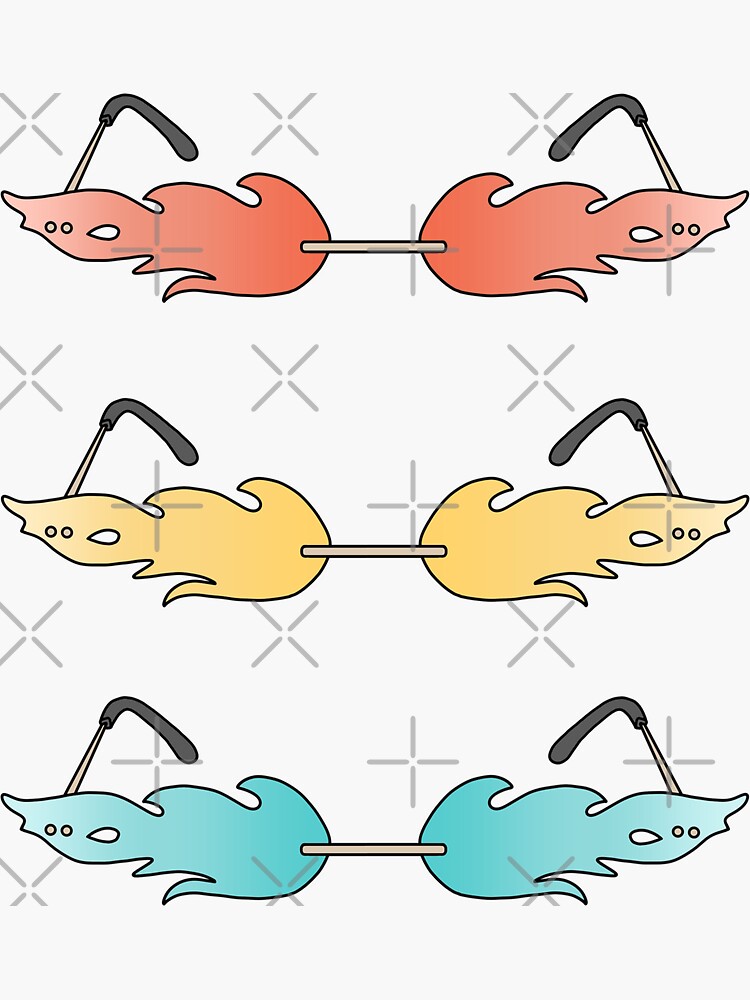 Thumbnail 3 of 3, Sticker, Pack of summer flame glasses designed and sold by Pastel-PaletteD.