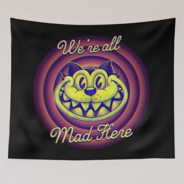Item preview, Blacklight Glitch  Cheshire Cat - Were all Mad Here | Old Cartoon Style | Mad Hatter | | Kids Mask | Backpack Design | Best Selling Original Art designed and sold by Any Color Designs.