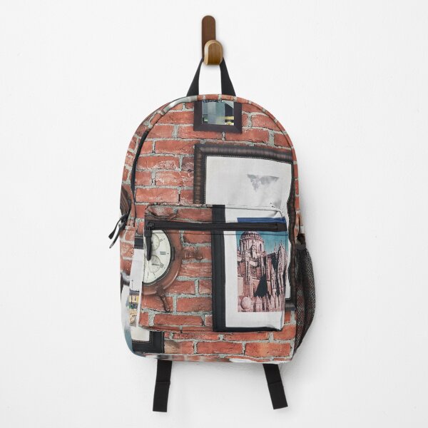 Item preview, Brick wall with clocks and pictures designed and sold by WanderAesthetic.