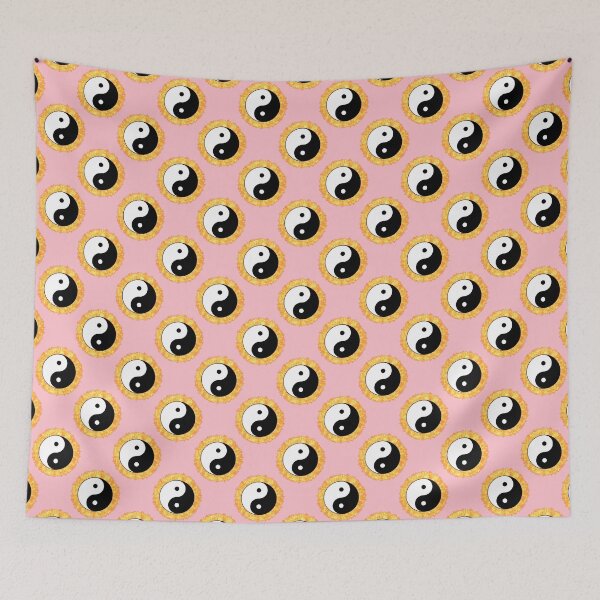Item preview, Yin And Yang Repeating Pattern (With Fire Pink background) designed and sold by Pendy777.