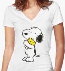 Snoopy and Woodstock Women's Fitted V-Neck T-Shirt