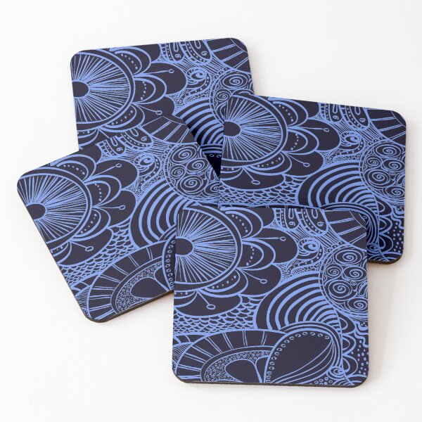 Item preview, Hand-Drawn Floral Blue and Swirls Outline designed and sold by madtoyman.
