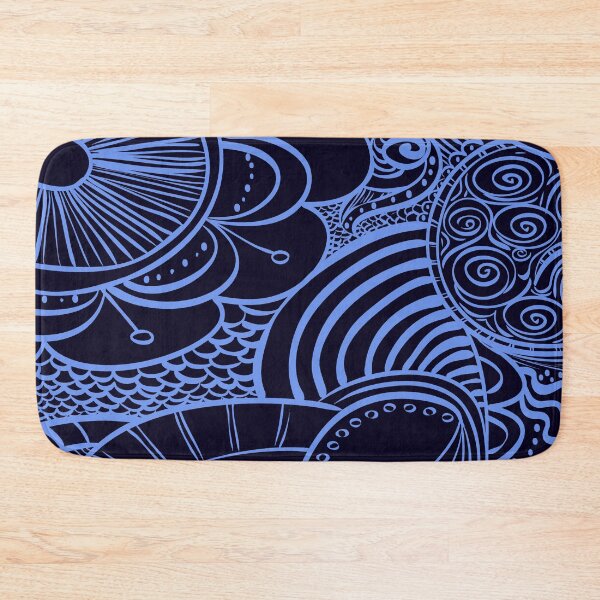 Item preview, Hand-Drawn Floral Blue and Swirls Outline designed and sold by madtoyman.