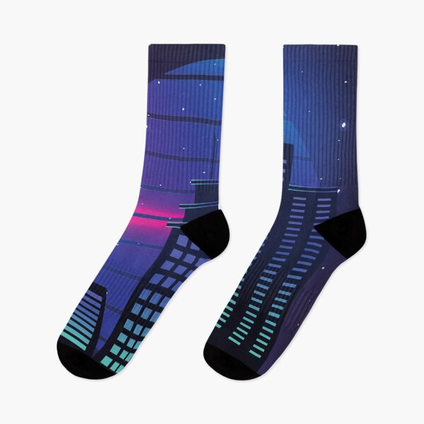 Item preview, Retro 80s Blue Sunrise City Stars designed and sold by Uttershirt.