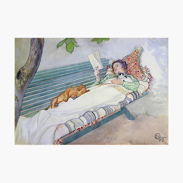 Vista previa del artículo con la obra «Carl Larsson - mujer tendida en un banco», diseñado y vendido por artcenter.