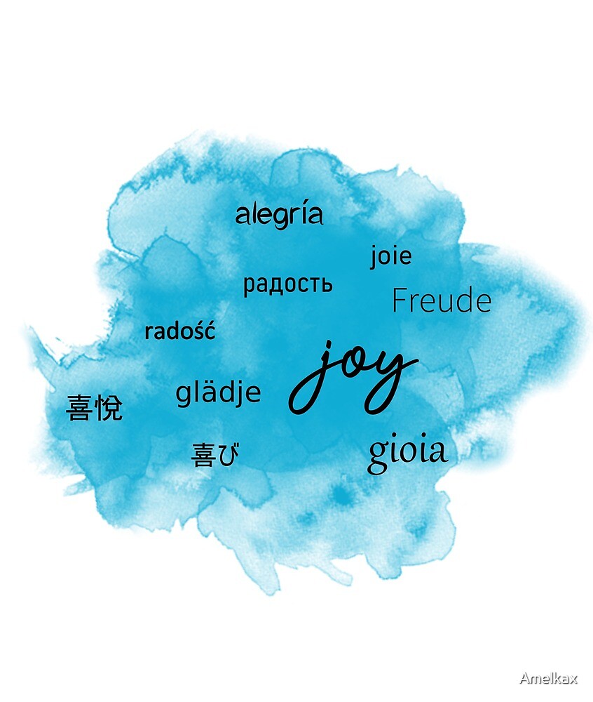 "Joy in different languages" by Amelkax Redbubble