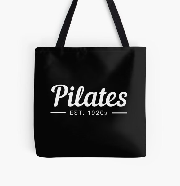 LLG Motto: PILATES. Large Black and Oyster White Eco Tote Bag w