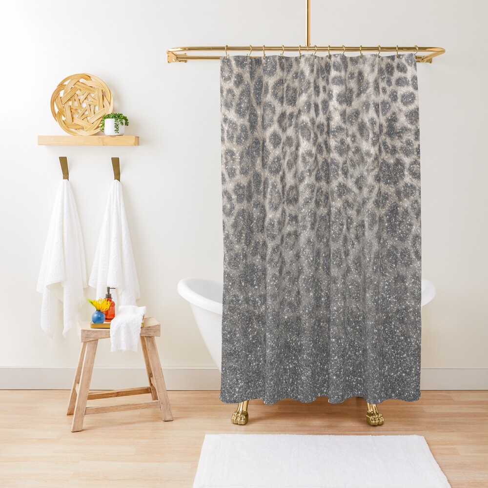 Shimmer (Snow Leopard Glitter Abstract) Shower Curtain