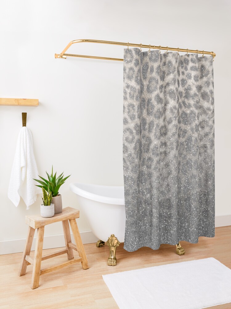 Alternate view of Shimmer (Snow Leopard Glitter Abstract) Shower Curtain