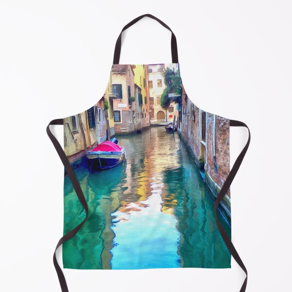 Item preview, Red boat on a Rio in Venice, Italy designed and sold by FOLK ART FUSION.