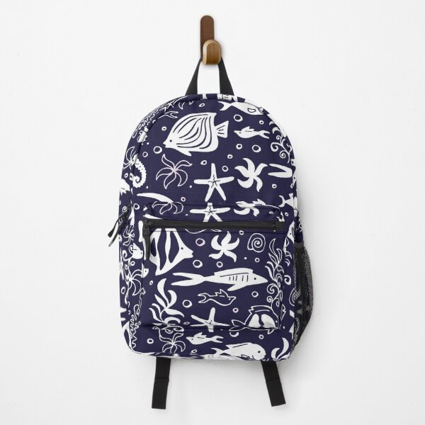 Item preview, Cartoon white fishes on a blue background designed and sold by YlanaOm.