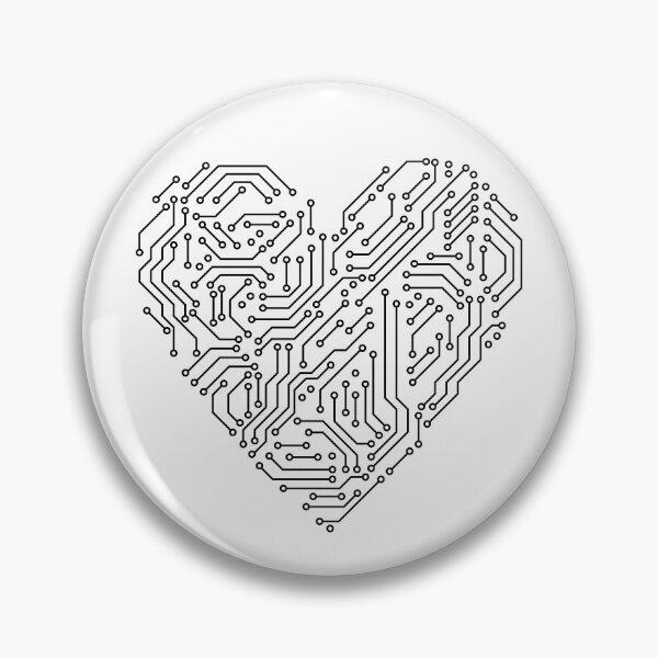 Item preview, Black and white printed circuit board microchip heart designed and sold by natalyon.