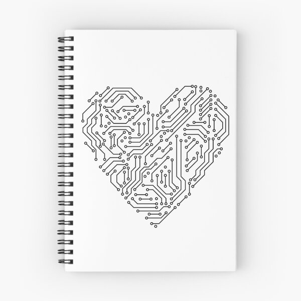 Item preview, Black and white printed circuit board microchip heart designed and sold by natalyon.