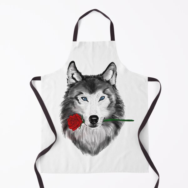 Item preview, face wolf with red rose art designed and sold by Joni77.