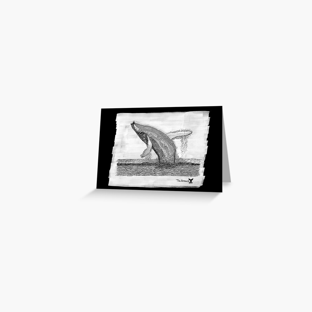 The Breach. Humpback Whale black background Greeting Card