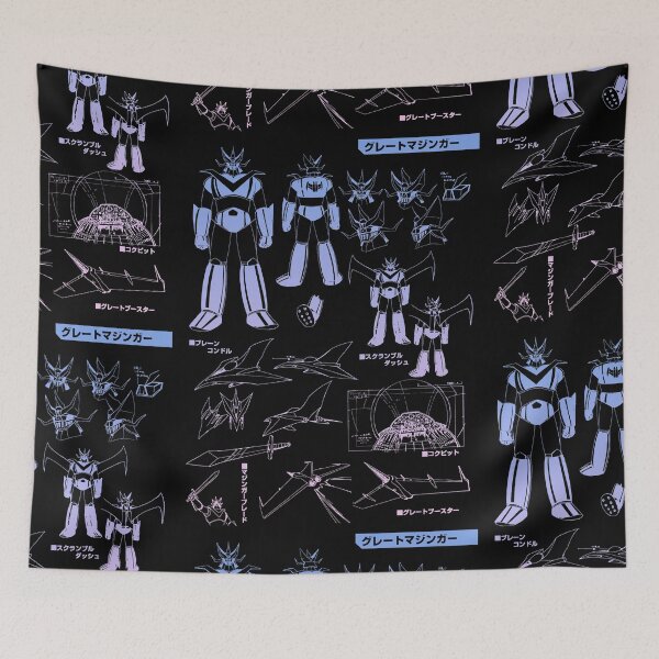 Item preview, Mazinger Z blueprint aesthetic gradient designed and sold by Blacklinesw9.