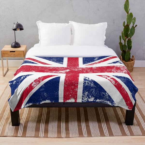 Distressed Union Jack Flag Throw Blanket