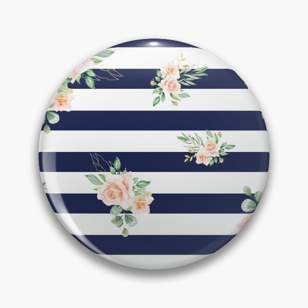 Item preview, Professional Mask Pattern: Navy Stripes with flowers designed and sold by Regan Crowley.