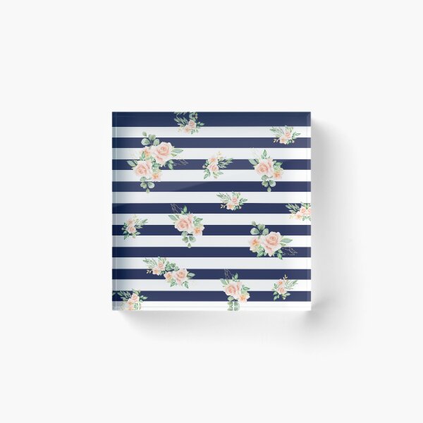 Item preview, Professional Mask Pattern: Navy Stripes with flowers designed and sold by Regan Crowley.